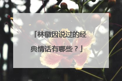 林徽因说过的经典情话有哪些?