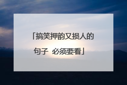 搞笑押韵又损人的句子 必须要看