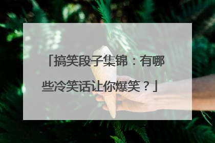 搞笑段子集锦：有哪些冷笑话让你爆笑？