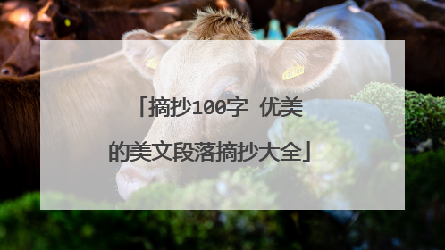 摘抄100字 优美的美文段落摘抄大全