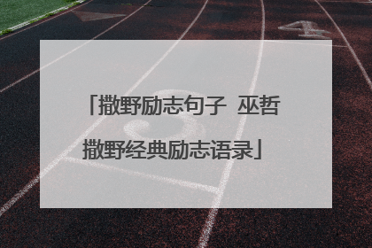 撒野励志句子 巫哲撒野经典励志语录