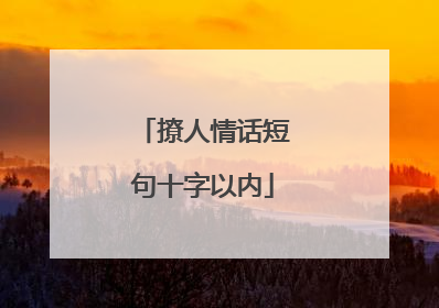 撩人情话短句十字以内