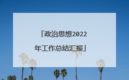 政治思想2022年工作总结汇报