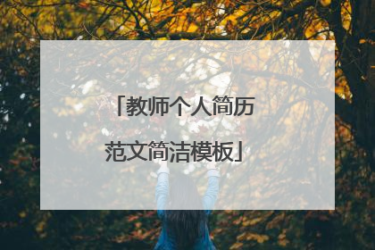 教师个人简历范文简洁模板