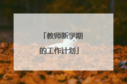 教师新学期的工作计划