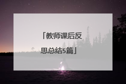 教师课后反思总结5篇