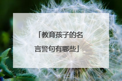 教育孩子的名言警句有哪些