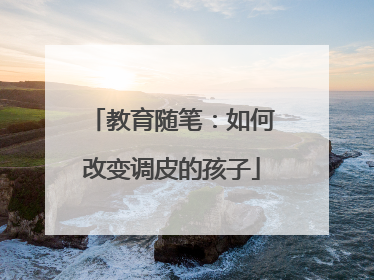 教育随笔：如何改变调皮的孩子