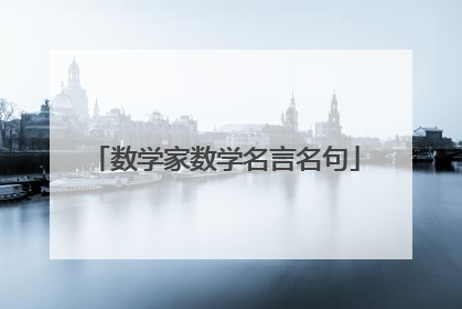 数学家数学名言名句