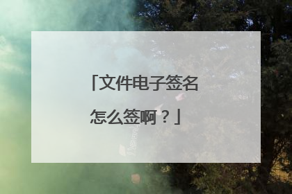 文件电子签名怎么签啊？