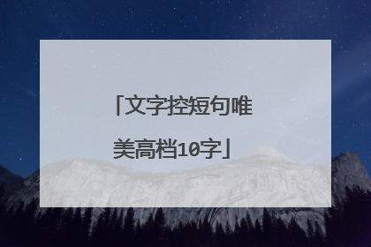文字控短句唯美高档10字