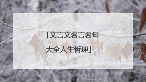 文言文名言名句大全人生哲理