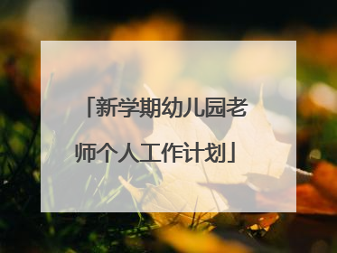 新学期幼儿园老师个人工作计划