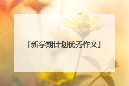 新学期计划优秀作文