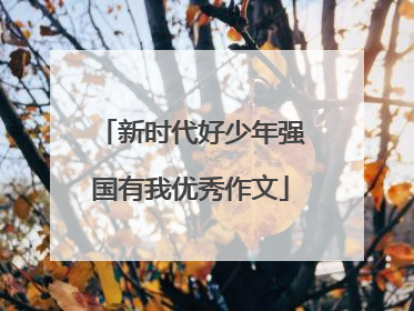 新时代好少年强国有我优秀作文