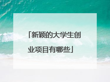 新颖的大学生创业项目有哪些