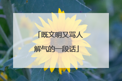既文明又骂人解气的一段话