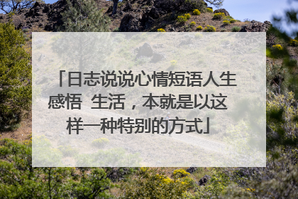 日志说说心情短语人生感悟 生活，本就是以这样一种特别的方式