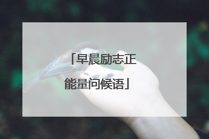 早晨励志正能量问候语