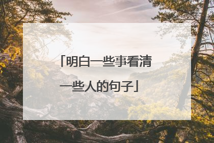 明白一些事看清一些人的句子