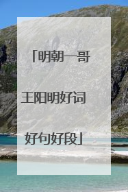 明朝一哥王阳明好词好句好段