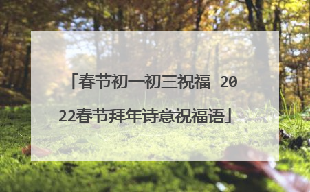 春节初一初三祝福 2022春节拜年诗意祝福语