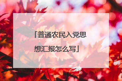 普通农民入党思想汇报怎么写
