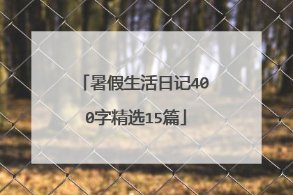暑假生活日记400字精选15篇