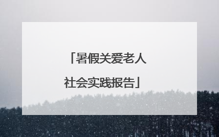 暑假关爱老人社会实践报告
