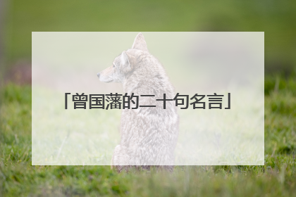 曾国藩的二十句名言