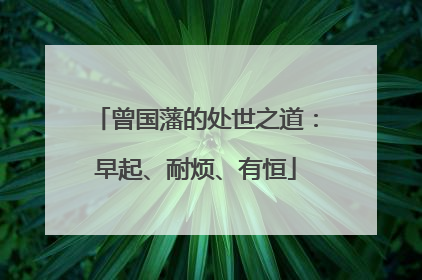 曾国藩的处世之道:早起、耐烦、有恒