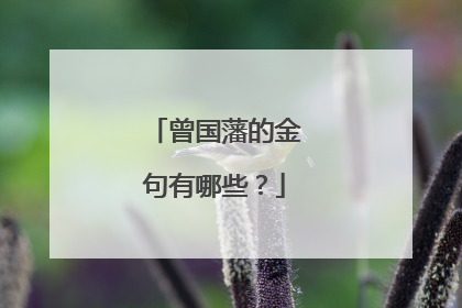 曾国藩的金句有哪些？