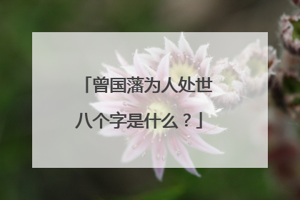 曾国藩为人处世八个字是什么?