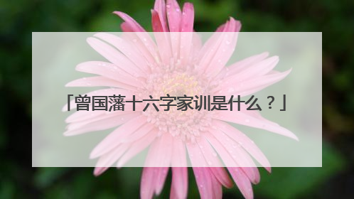 曾国藩十六字家训是什么?