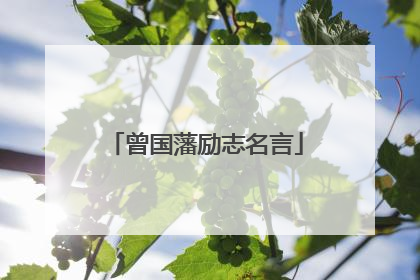 曾国藩励志名言