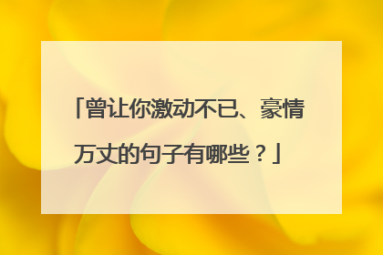 曾让你激动不已、豪情万丈的句子有哪些?