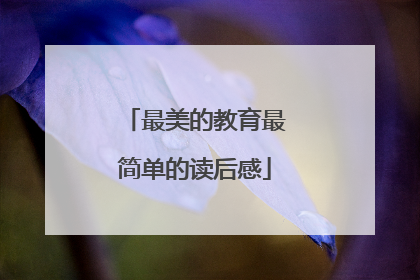 最美的教育最简单的读后感