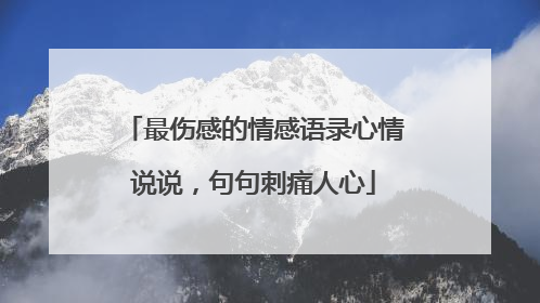 最伤感的情感语录心情说说,句句刺痛人心
