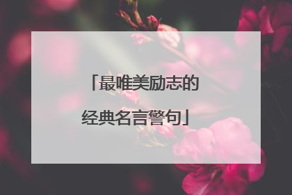最唯美励志的经典名言警句
