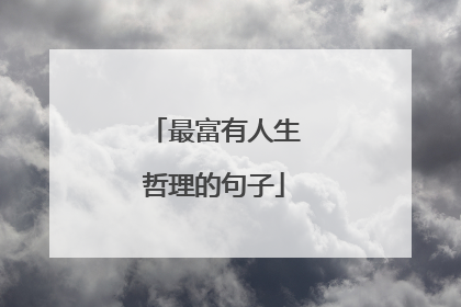 最富有人生哲理的句子