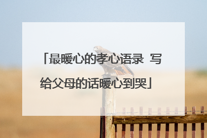 最暖心的孝心语录 写给父母的话暖心到哭