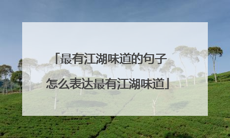 最有江湖味道的句子 怎么表达最有江湖味道