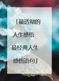 最透彻的人生感悟 最经典人生感悟语句