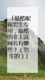 最酷昵称男生专用，最酷的非主流网名有哪些？（男生的）