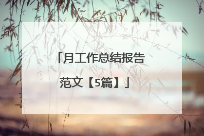 月工作总结报告范文【5篇】