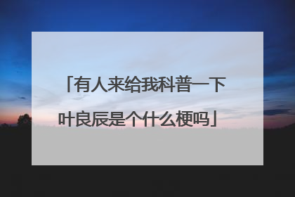 有人来给我科普一下叶良辰是个什么梗吗