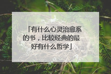 有什么心灵治愈系的书，比较经典的最好有什么哲学