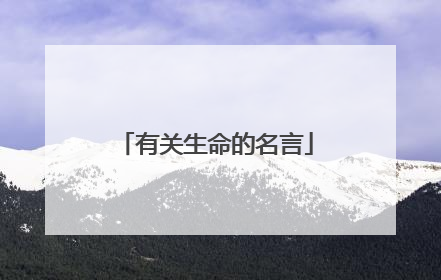 有关生命的名言