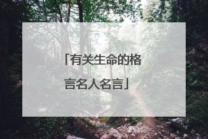 有关生命的格言名人名言