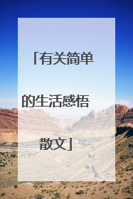 有关简单的生活感悟散文